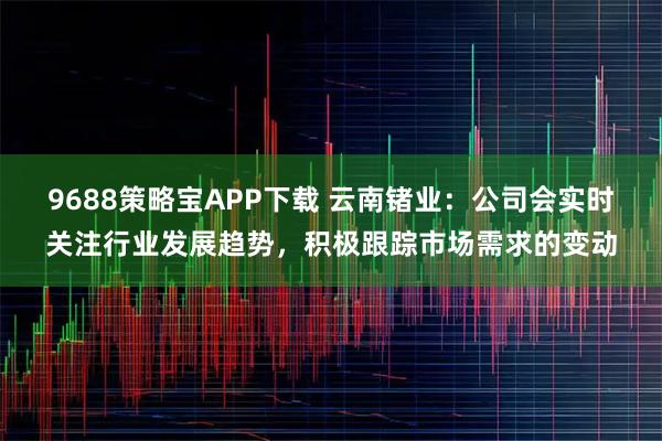 9688策略宝APP下载 云南锗业：公司会实时关注行业发展趋势，积极跟踪市场需求的变动